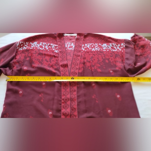 Chelsea and Violet $118 red burgundy long sleeve open front duster M - Picture 9 of 12